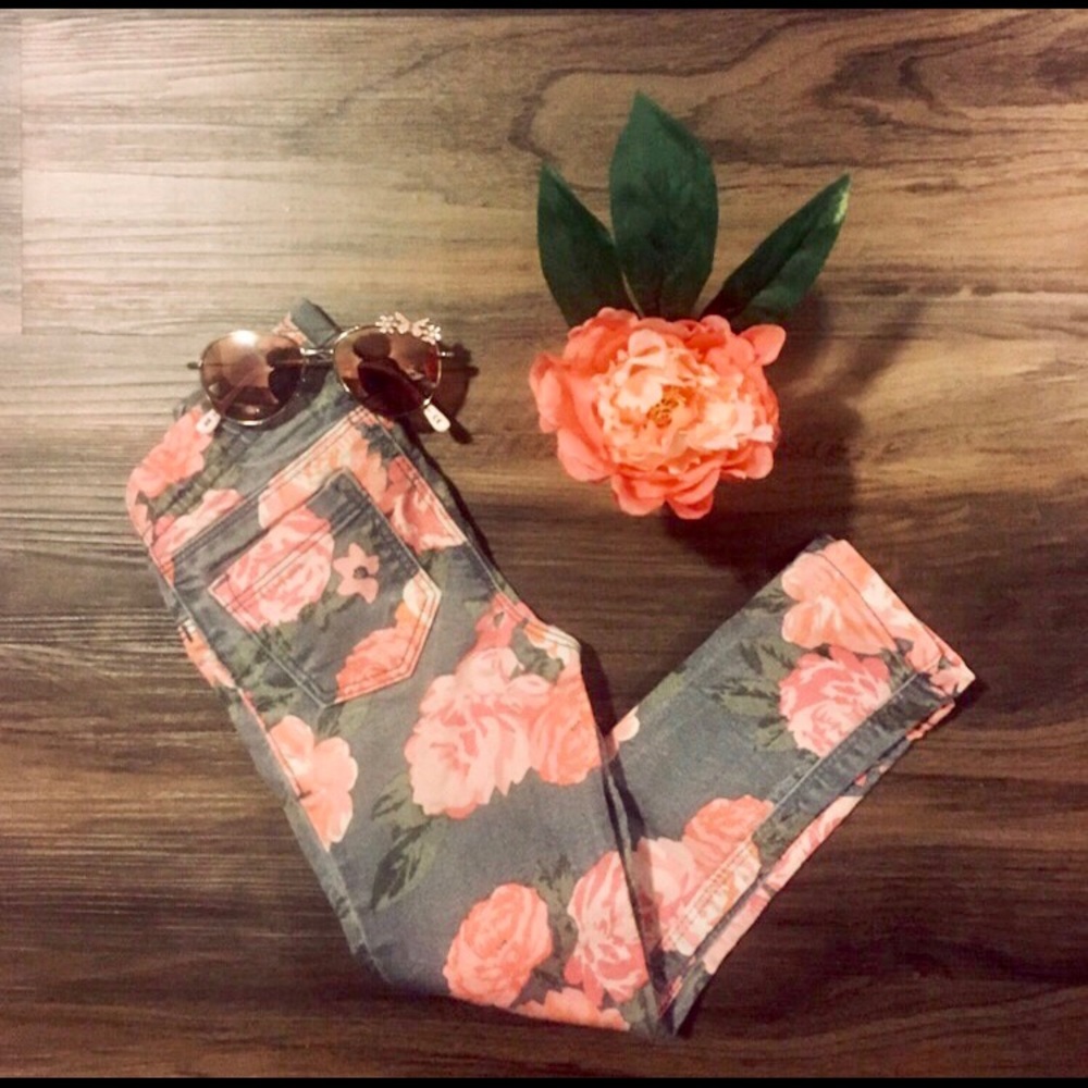 Girls floral skinny jeans